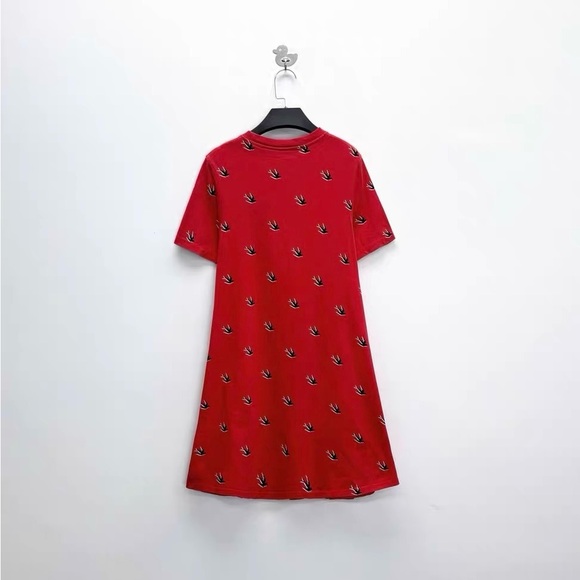 Authentic Alexander McQueen Red Bird Print Midi Dress - Picture 3 of 8